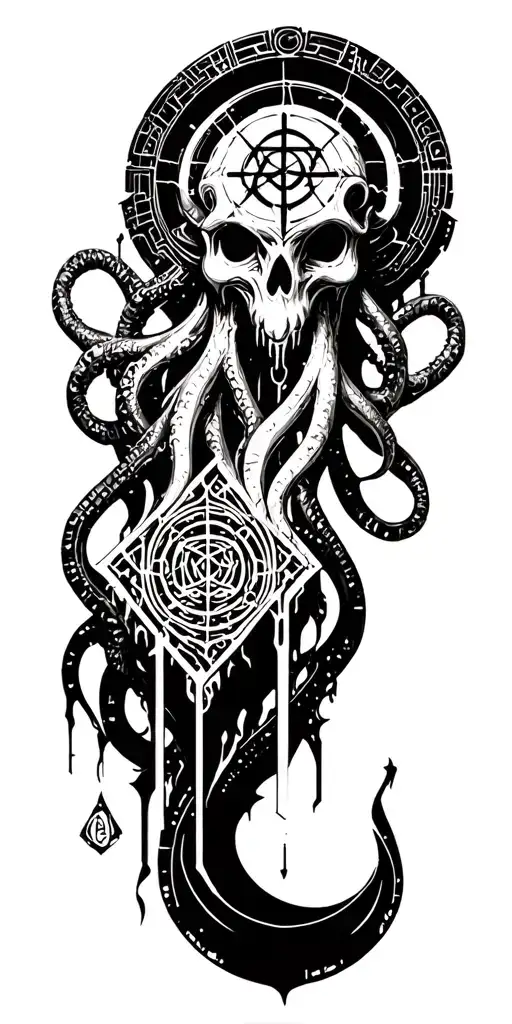 "Strange Aeons" "Strange Aeons" "Strange Aeons" "Strange Aeons" "Death May Die" Cthulhu Symbols, the Elder Sign, Lovecraftian Nightmare, Necromomicon, Eldritch Horror tattoo design idea