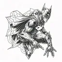 Combine elements of AI technology with superhero imagery to create a futuristic superhero tattoo design tattoo design idea