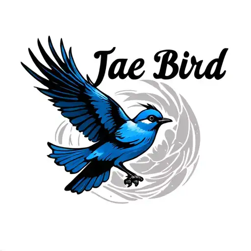 "Jae Bird" blue bird flying tattoo design idea