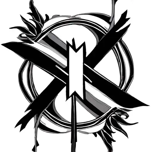 cross inspired by art deco architecture patterns tattoo design idea