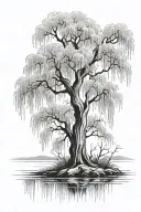 weeping willow tree tattoo design idea