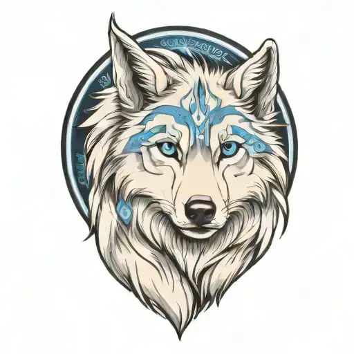 cherokee wolf puppy blue eyes and blue merle fur tattoo design idea