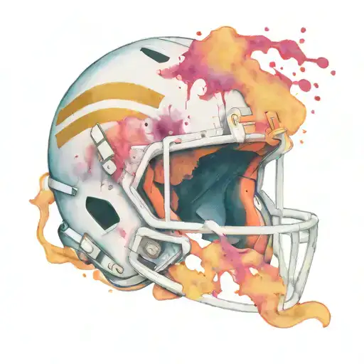football helmet with gold bars tattoo design idea