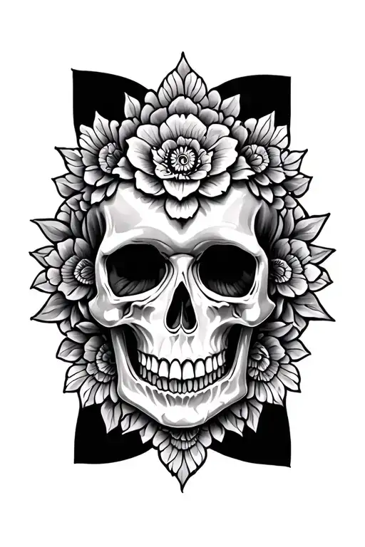 mandala and skull tattoo design idea
