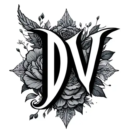 highlight DV initials tattoo design idea