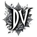 highlight DV initials tattoo design idea