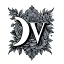 highlight DV initials tattoo design idea