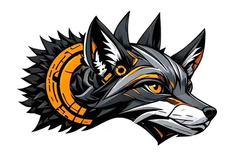 Mechanical Fox head made out of  battery elements. tattoo design idea