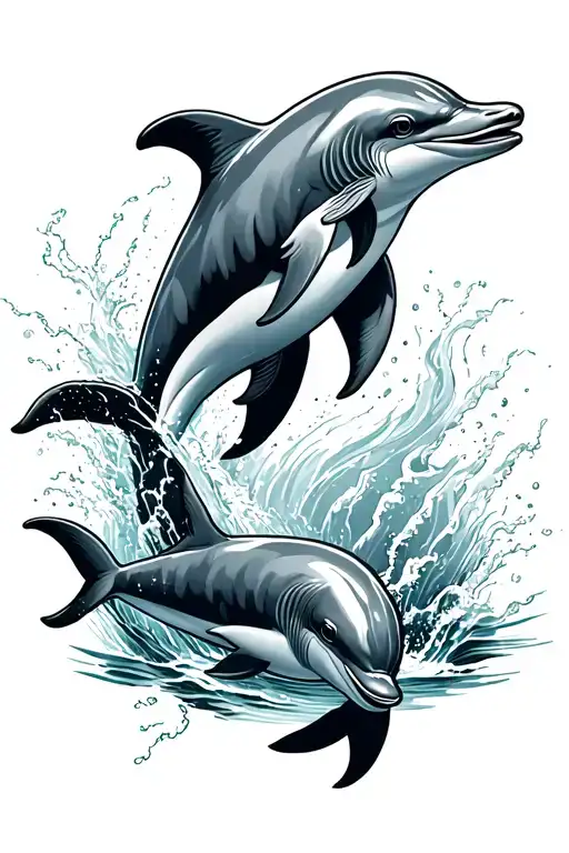 dolphins leaping tattoo design idea