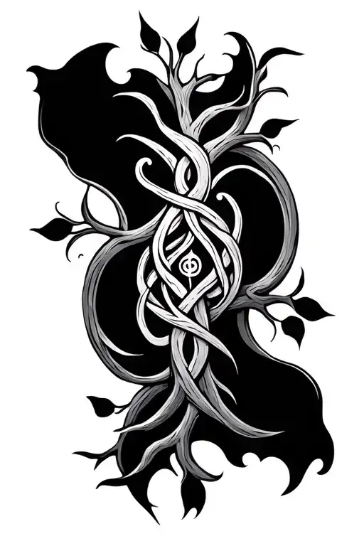 celtic tree of life family and duality of life tree tattoo design idea