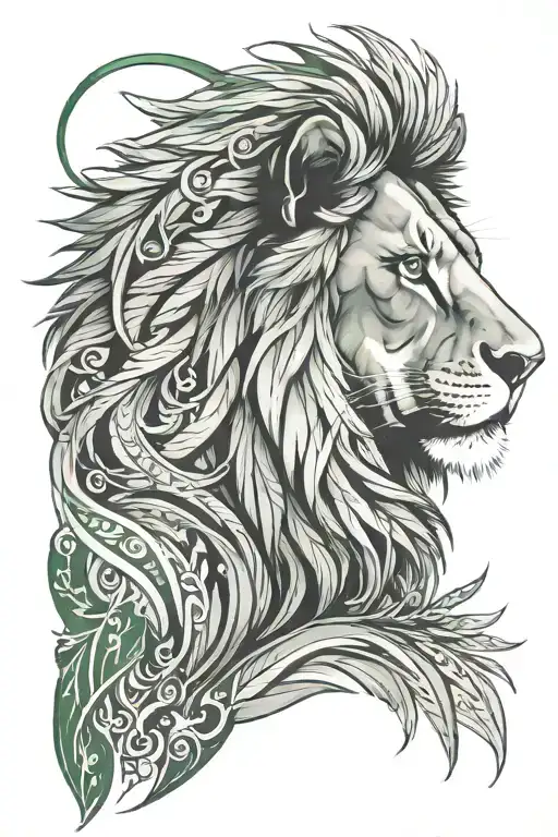 lion with green eyes tattoo design idea