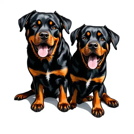 Fisch Rottweiler sitting side by side tattoo design idea