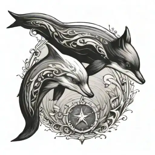 pisces dolphin and virgo fox spiritual animal small tattoo tattoo design idea