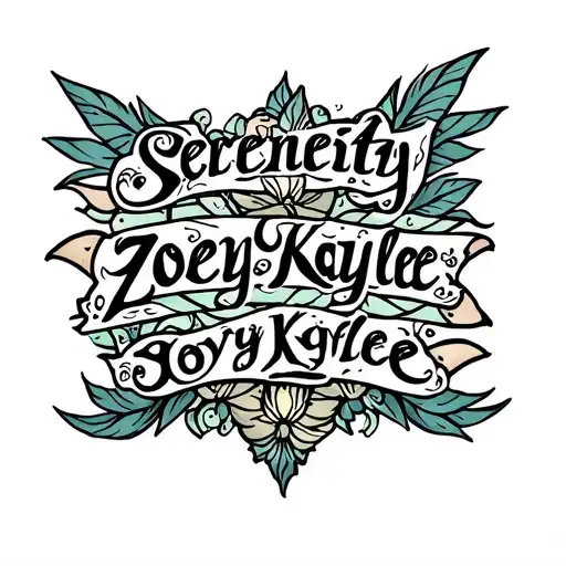 "Serenity Zoey Kaylee " three names intertwined symbolizing tattoo design idea