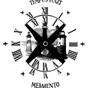 clock with text "TEMPUS FUGIT" above and "MEMENTO MORI" below and a lighthouse in the clock tattoo design idea