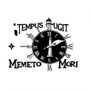 clock with text "TEMPUS FUGIT" above and "MEMENTO MORI" below and a lighthouse in the clock tattoo design idea