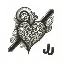 j en j letter , heart shape tattoo design idea