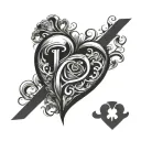 j en j letter , heart shape tattoo design idea