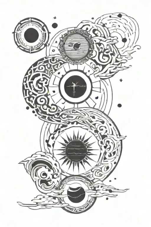 stages of a solar eclipse tattoo design idea