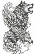 Wolf With Phoenix Tattoo design tattoo design idea