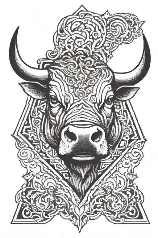 bull head in a rhombus tattoo design idea