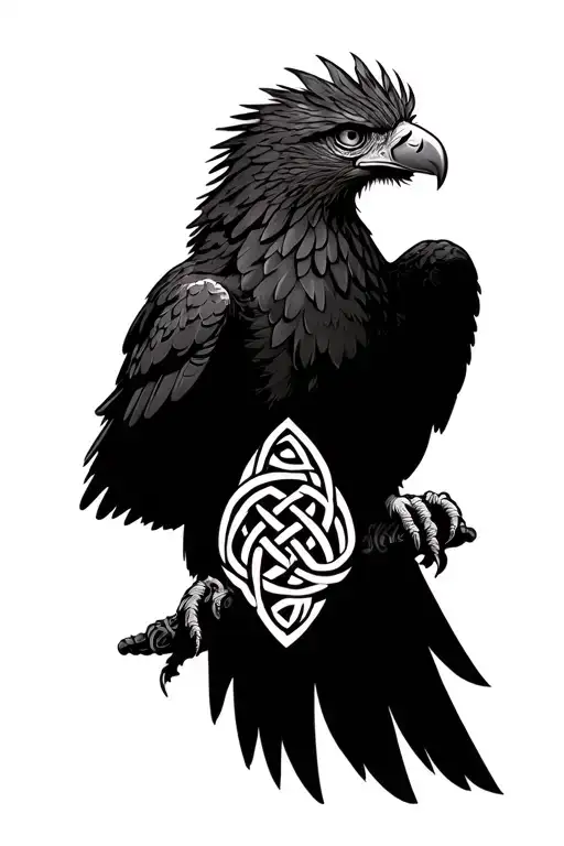 harpy eagle with celtic knot design incorporating tattoo design idea