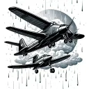 rain cloud and aeroplane tattoo design idea