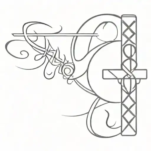 chi rho with In Hoc Signo Vinces as text on bottom  tattoo design idea