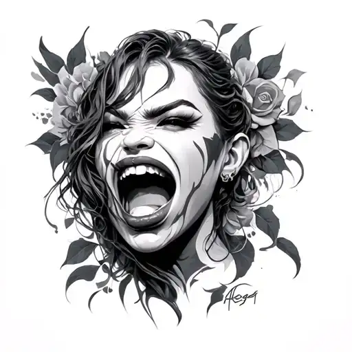 Ahegao tattoo design idea