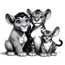 ursula with simba, dumbo, stitch, tigger tattoo design idea