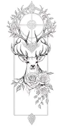 roses deer tree of life nordic / celtic knots tattoo design idea