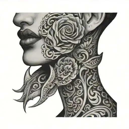 Throat tattoo design idea