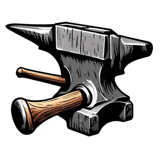anvil and hammer tattoo design idea