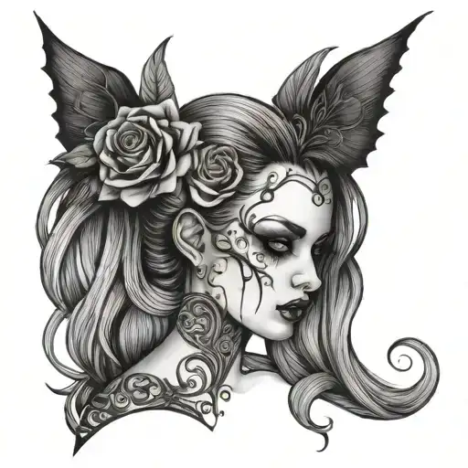 feminine goth tattoo design idea