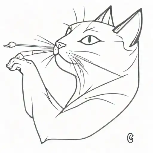 Cat smoking tattoo design idea