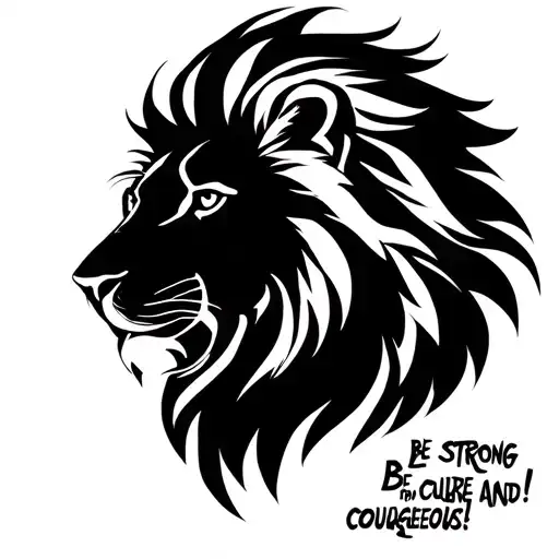 "Be strong and courageous!" lion head tattoo design idea