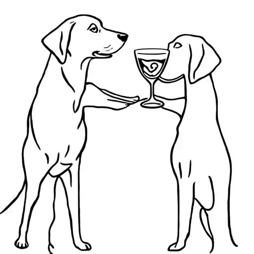Bond between a vizsla and owner serving drinks tattoo design idea
