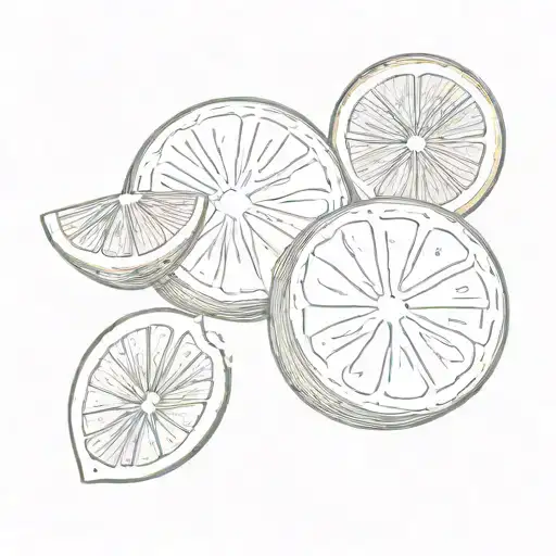 one half of the circle moon and the other half grapefruit tattoo design idea