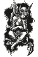 crying angel praying tattoo design idea