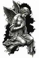 crying angel praying tattoo design idea