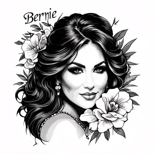 Create a Chicano style inner sleeve tattoo that includes my wife’s name “Bernie”. We have been life long partners and sh tattoo design idea