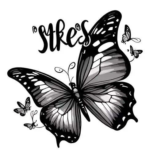 "No stress " butterfly flying tattoo design idea