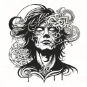 Incorporate a Nirvana album cover into a psychedelic sleeve tattoo tattoo design idea