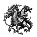 St. george slaying the dragon, celtic themed, psychedelic tattoo design idea