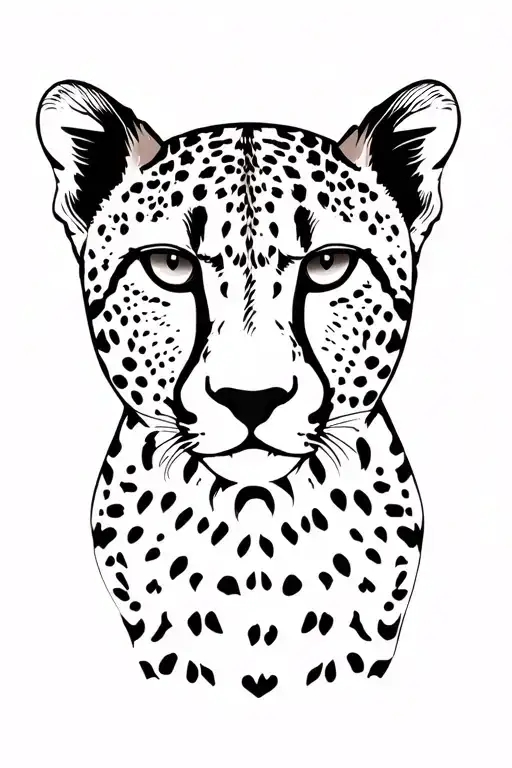 cheetah face in front tattoo design idea