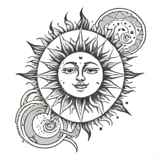 Sun and moon dotwork tattoo tattoo design idea
