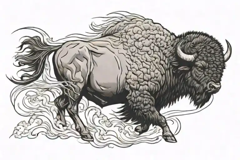 storm in a buffalo playing running tattoo design idea