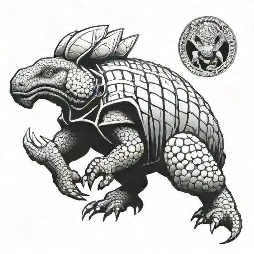 armadillo giant monster emerging tattoo design idea