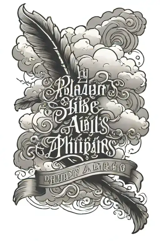 Clouds Bible Verse "Philippians 4:13 written with cross tattoo design idea