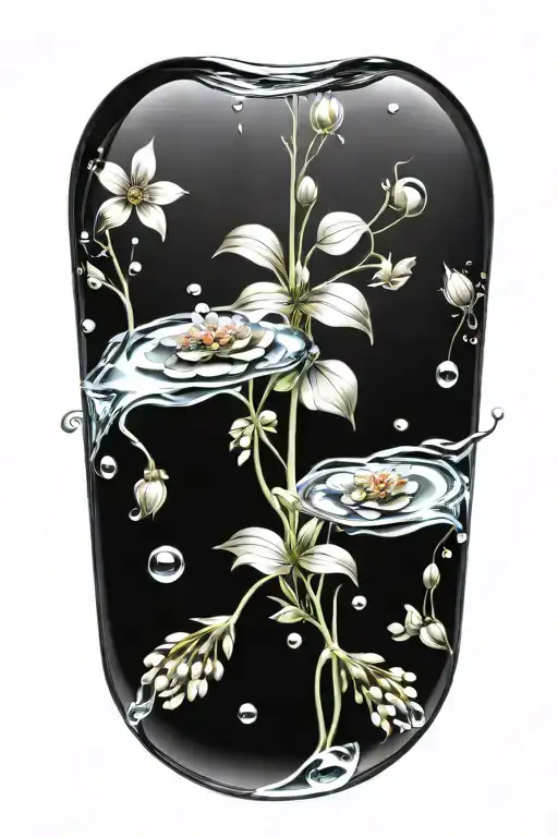 wildflowers growing inside a water droplet forming tattoo design idea